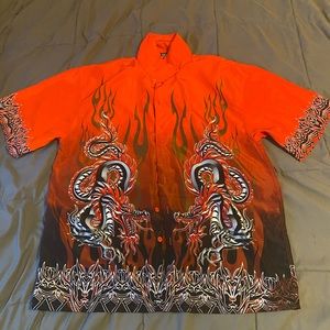 dragon coverd button up 90s shirt